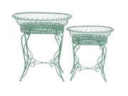 BENZARA 28948 The Intricate Set of 2 Metal Plant Stand