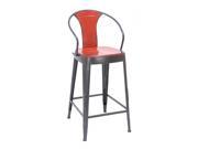 BENZARA 55433 Old Look Fire Engine Red Bar Chair With Comfort Arm Rests