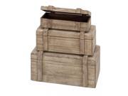 BENZARA 38750 Wood Boxes Set 3 13 11 9 W Nautical Maritime Decor