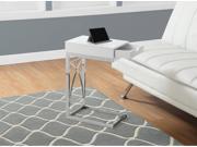 MONARCH I 3170 ACCENT TABLE CHROME METAL GLOSSY WHITE WITH A DRAWER
