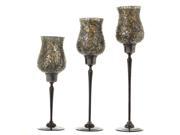 BENZARA ETD EN6107 3PC CANDLE HOLDER WITH CAR CRACKLED MOSAIC