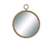 BENZARA 67695 Round Shaped Adorable 36 Wooden Pier Rope Clear Glass Mirror