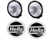 HELLA BDL 2858560306 2 X H12560021 Rallye 4000 Series 12V 100W Halogen Euro Beam Lamp Bundle with 2 X Hella Rallye 4000 Series Round Stone Shield