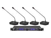 Professional Rack Mount 4 Channel Desktop UHF Selectable Frequency Wireless Microphone System
