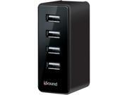 ISOUND ISOUND 2152 2.1 Amp 4 Port Rubberized USB Wall Charger Pro Black