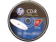 HP CR52WJH010CB 700MB 80 Minute 52x Printable CD Rs 10 ct Cake Box Spindle