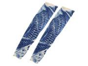 1 Pair Summer Stretchy Unisex UV Sun Protection Tattoo Arm Sleeves Blue Beige