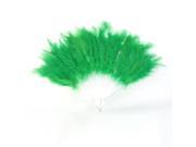 Green Feather Accent Folding Handheld Dance Dancing Fan for Lady
