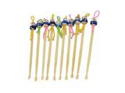 Unique Bargains Bamboo Ear Pick Spoon Curette Ear Wax Remover Cartoon Doll Decor 10 Pcs