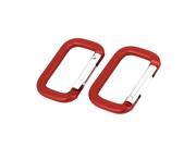 Traveling Climbing Spring Loaded Carabiners Clips Hooks Red 5cm Long 2PCS