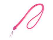 Mobile Phone Fuchsia Faux Leather Round Braid Design Neck Strap Lanyard String