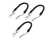 Unique Bargains Lobster Clasp Key Chain Ring Stretchy Spring Spiral Coiled Strap Black 3pcs