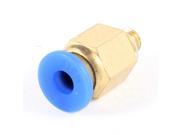 4mm Hole 5mm Thread Push in Tube Pneumatic Quick Fitting Blue Gold Tone