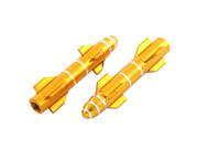 2PCS Vehicle Motorcycle Rocket Shaped Tyre Tire Valve Caps Cover Gold Tone