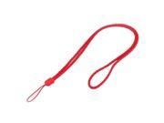 Unique Bargains Mobile Phone Red Faux Leather Round Braid Design Neck Strap Lanyard String