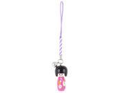 Unique Bargains Flower Print Pink Japanese Kokeshi Dangled Purse Phone Strap Hanging Decor