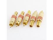 5pcs Gold Tone Metal Spring Male RCA Plug Audio Connector Adapter Jack