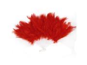 Unique Bargains Red Feather Accent Folding Handheld Dance Dancing Fan for Lady