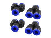 Unique Bargains 4 Pcs 6mm to 6mm Y Style Coupler Tube 3 Ways Quick Joint Push in Fittings