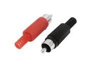Unique Bargains 2 x Black Red Male RCA Plug Audio Connectors Adapters for 0.2 Cable