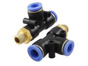9.3mm x 8mm Tubing One Touch Quick Fittings T Connectors 2pcs