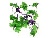 Unique Bargains 8.2Ft Long Artificial Dark Purple Foam Eggplant Green Leaf Hanging Vine 5 Pcs