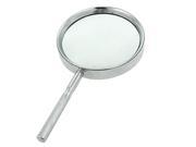 Unique Bargains Metal Frame Silver Tone Nonslip Grip 4X Magnifying Glass