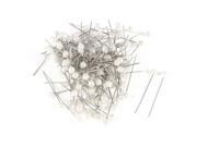 Unique Bargains 150 Pcs Off White Faux Pearl Beaded Needlework Jewelry Finding Ball Head Needle
