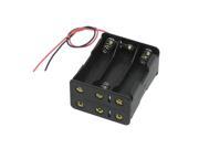 Unique Bargains Black Tow Layers 6 x 1.5V AA Batteries Battery Holder Case Box w Wire Leads