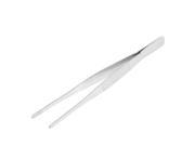 Unique Bargains Household 20cm Length Silver Tone Flat Edge Forceps Straight Tweezers Handy Tool