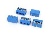 Unique Bargains 5PCS AC 300V 16A 3P Way Screw Terminal Block Connector 5mm Pitch Blue