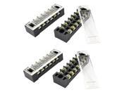 600V 15A 6 Position Screw Electric Barrier Terminal Block Cable Connector 4 Pcs