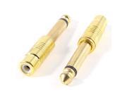 2 x Metal 6.35mm Mono Male to RCA Female Audio Adapter Connector Adaptor
