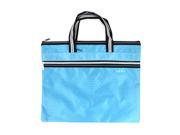 Sky Blue Zipper Closure Double Layers A4 Paper Document Storage Bag Handbag