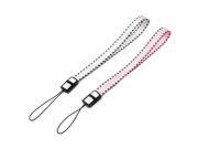 Unique Bargains 2 Pcs Pink Gray Lanyard Hand Wrist Strap for Phone ID Badge Holder