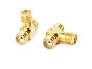 Unique Bargains 2pcs SMA Female to Dual SMA Female F F Coaxial Cable Tee Connector Coupler