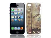 Unique Bargains London Big Ben Tower Pattern Hard TPU Back Case Cover Brown for iPhone 5 5G 5S