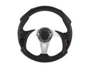 Black Nonslip Faux Leather Racing Steering Wheel 30cm Dia for Auto