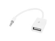 16cm 3.5mm Dia Male to USB 2.0 Female Audio Adapter Connector Charge Wire White