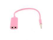 Unique Bargains 3.5mm Dual Female to Stereo Male M F Adapter Speaker Audio Cord 17.5cm Long Pink