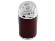 Portable Cylinder Shaped Ashtray for Car with Blue LED Light Silver Tone Red