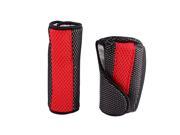 2 in 1 Black Red Carbon Fiber Pattern Car Gear Knob Hand Brake Cover Kit