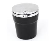 Portable Plastic Metal Cylinder Shaped Ashtray for Car Silver Tone Black