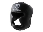 Unique Bargains Black Faux Leather Padded Head Guard Helmet Training Kick Boxing Headgear