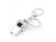 Metal Whistle Pendant Lobster Clasp Keychain Keyring Key Holder Silver Tone
