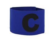 Unique Bargains Blue Elastic Fabric Football Soccer Captain Arm Band with Black Letter C Printed
