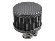 Car Black Gray Check Pattern 11mm 0.5 Inlet Dia Air Intake Round Filter