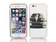 Plastic Books Pattern Thin Case Cover w Bumper Frame for iPhone 6 4.7 White