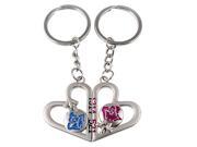 Unique Bargains Arabic Number Magnetic Dual Heart Style Keychain