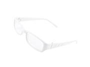 Women Eye Decor Plastic Frame Rectangle Clear Lens Plain Glasses White